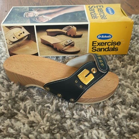 NWT 1970’s Vintage Dr. Scholl’s Exercise Sandals Blue Size 6 - Picture 6 of 9